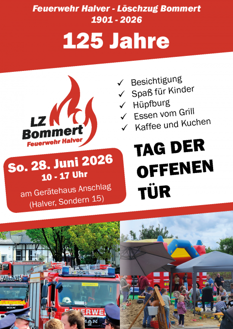 Tag der offenen Tür zum 125 jährigen der Feuerwehr Halver-Bommert